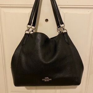 Coach Black Pebbled Leather Shoulder Bag
